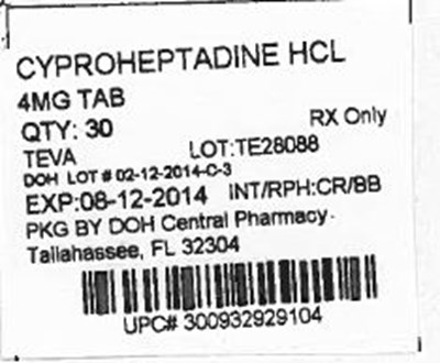 Label Image For 4mg (Cyproheptadine 4mg)